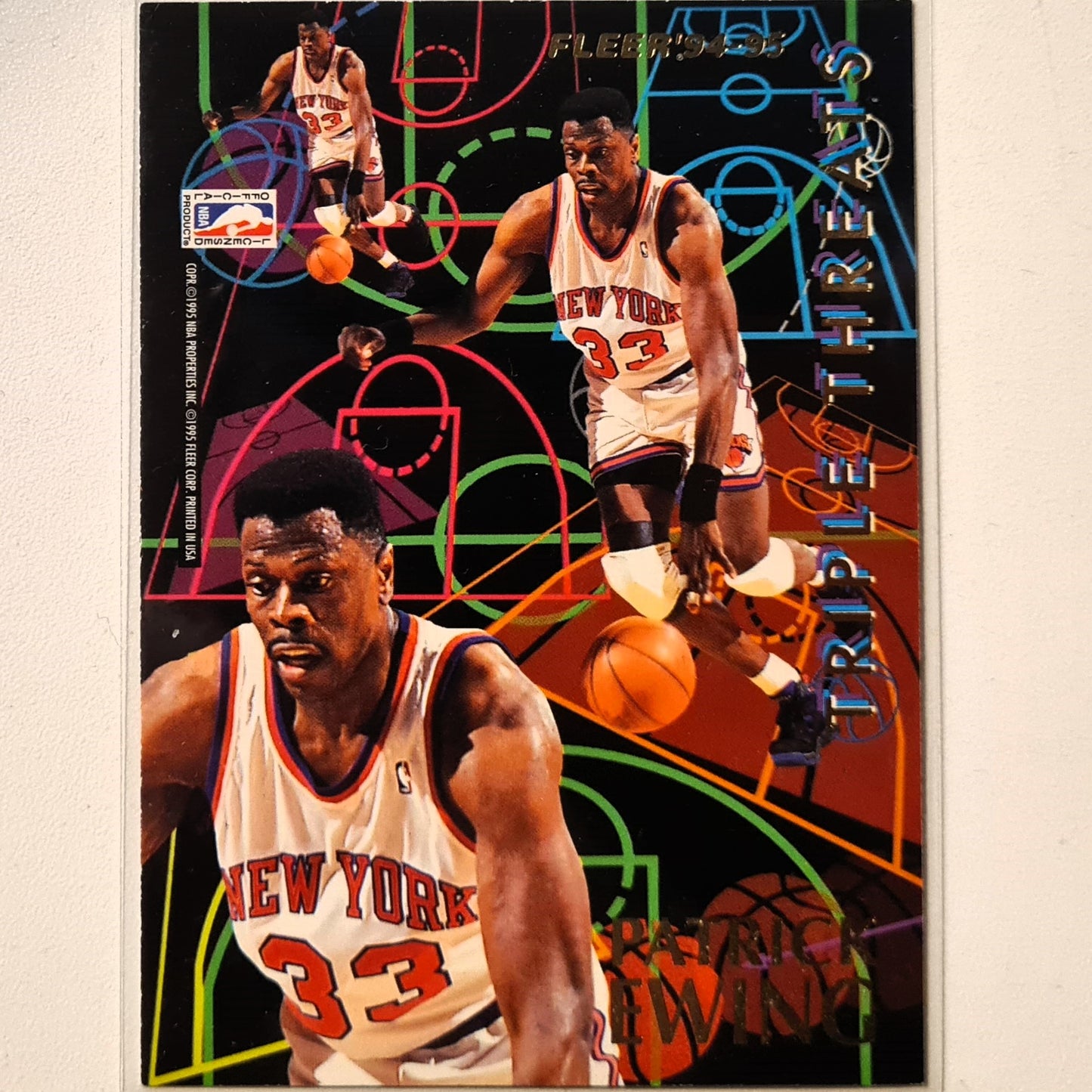 Patrick Ewing Shaquille O'Neal 1995 Fleer 94-95 Triple Threats insert  NBA Basketball New York Knicks Excellent Sleeved