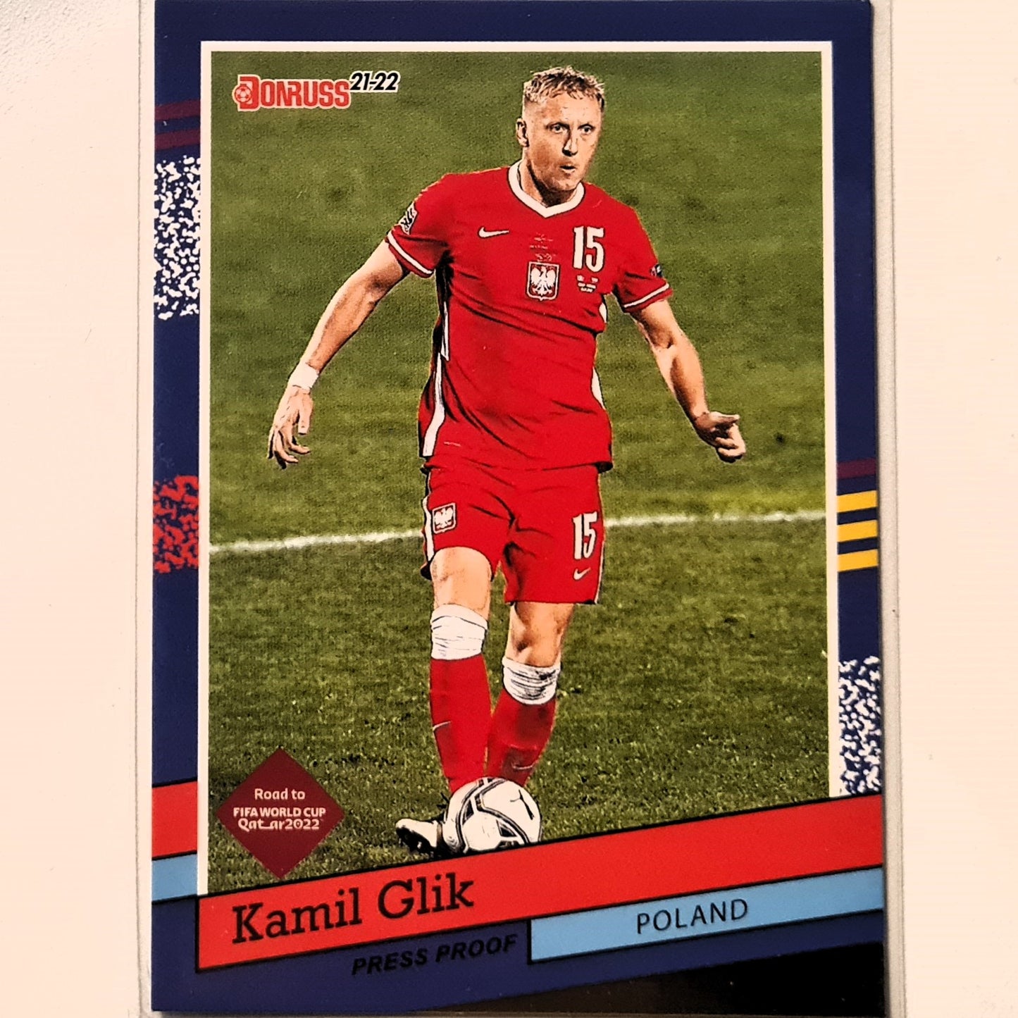 Kamil Glik 2021-22 Donruss road to FIFA world cup Qatar 2022 gold press proof #7 Soccer Football Poland Excellent sleeved