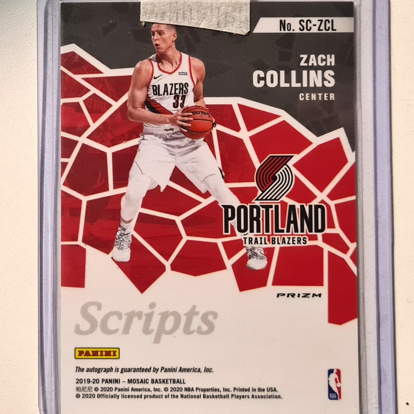 Zach Collins 2019-20 Panini Mosaic Scripts Auto prizm SC-ZCL NBA  Basketball Portland Trail Blazers excellent/mint sleeved