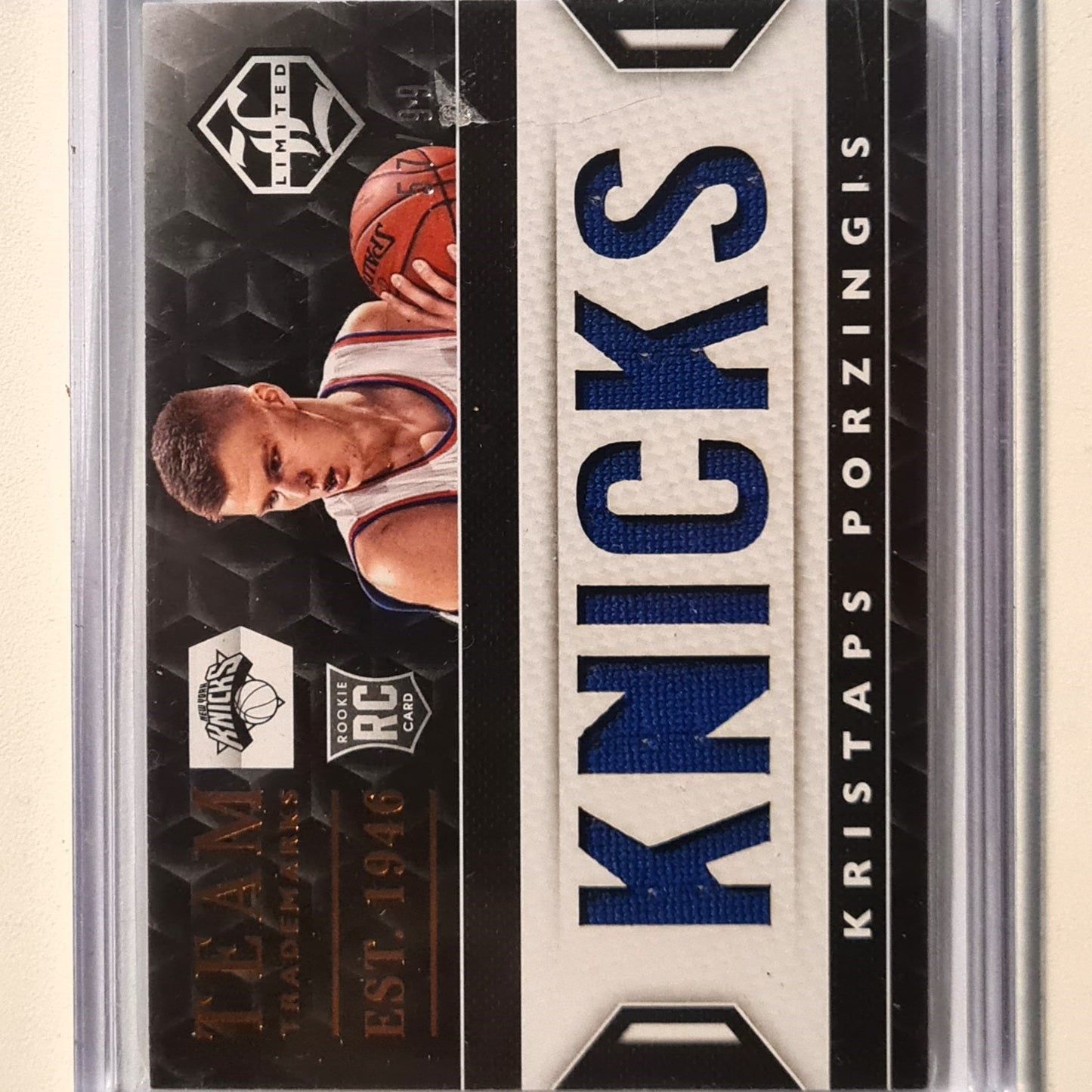 Kristaps Porzingis 2015-16 Panini Limited Knicks rookie RC Game worn patch 57/99  #20 Basketball New York Knicks excellent sleeved