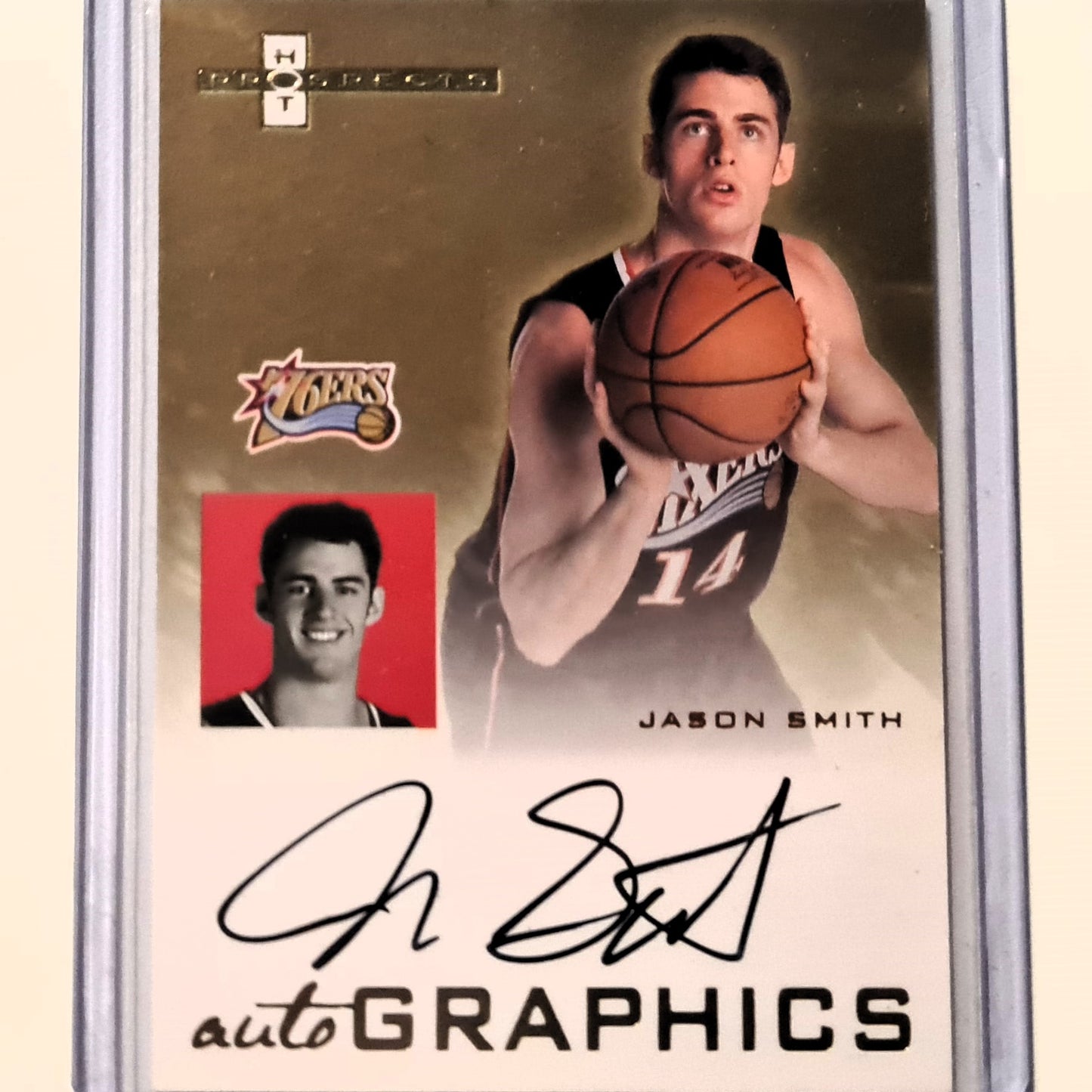 Jason Smith 2007-08 Fleer Hot Prospects Autographics Rookie RC auto AU-JS NBA Basketball Philadelphia 76ers Excellent Sleeved
