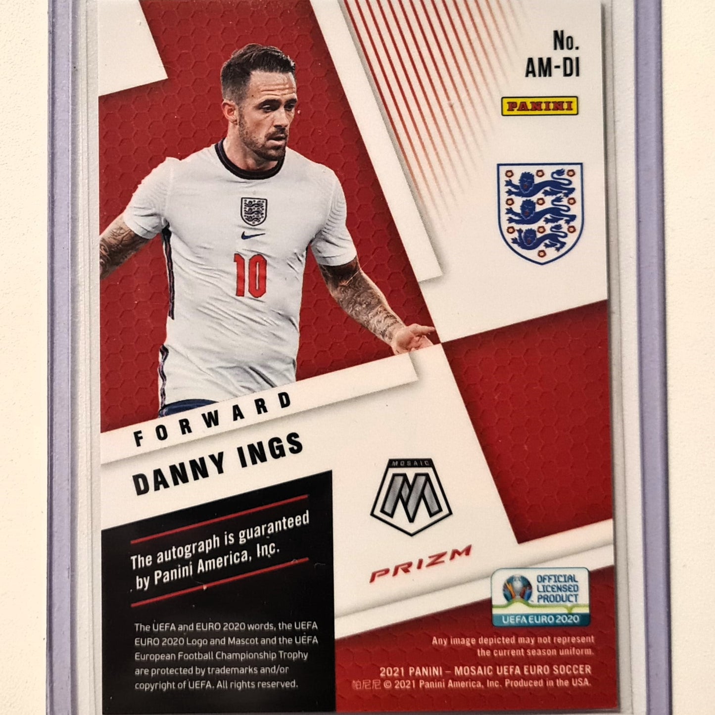 Danny Ings 2021 Panini Mosaic UEFA Euro 2020  Prizm autographs AutovAM-DI Soccer Football England Excellent/mint Sleeved