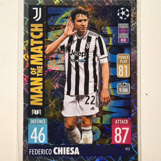 Federico Chiesa 2021-22 Topps Match Attax Man of the match #412 Soccer Football Juventus Excellent Sleeved