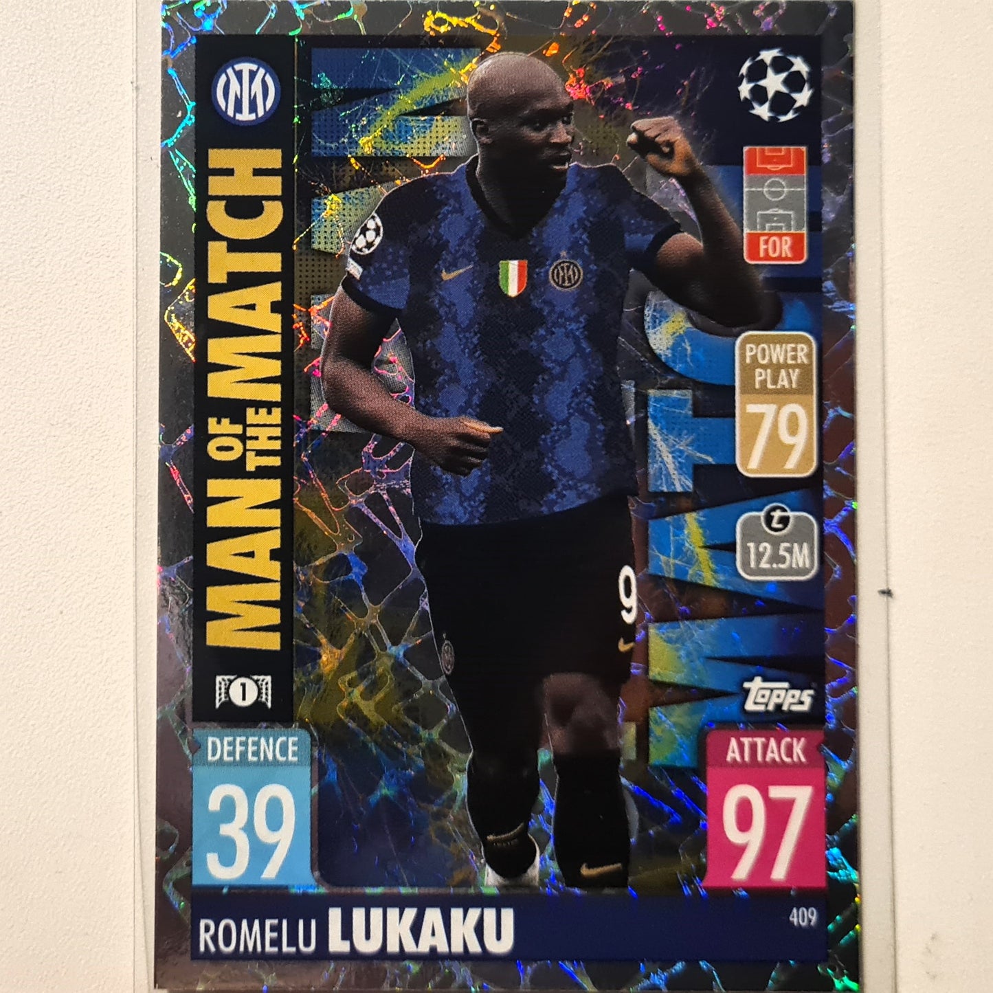 Romelu Lukaku 2021-22 Topps Match Attax Man of the match #409 Soccer Football Inter Milan Excellent Sleeved