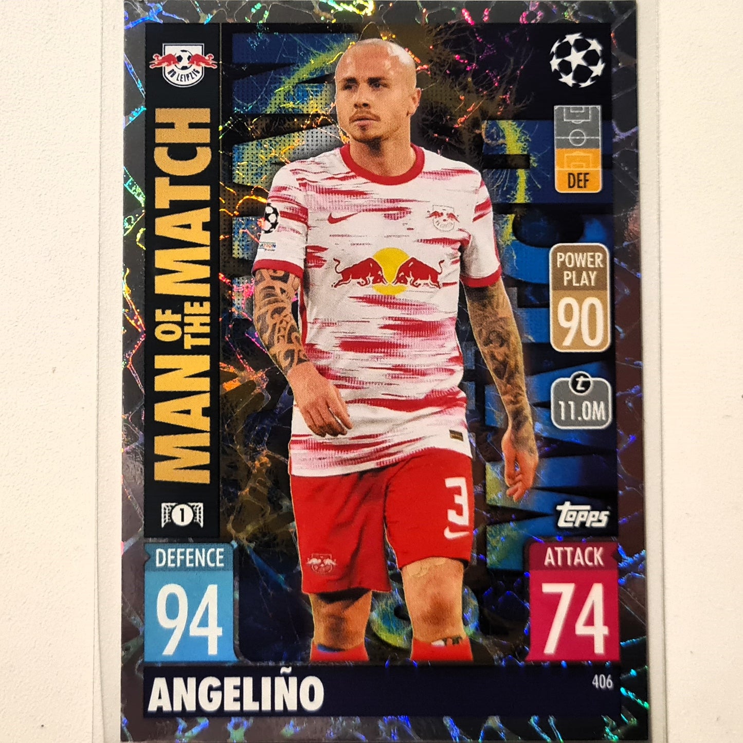 Angelino 2021-22 Topps Match Attax Man of the match #406 Soccer Football RB Leipzig Excellent Sleeved