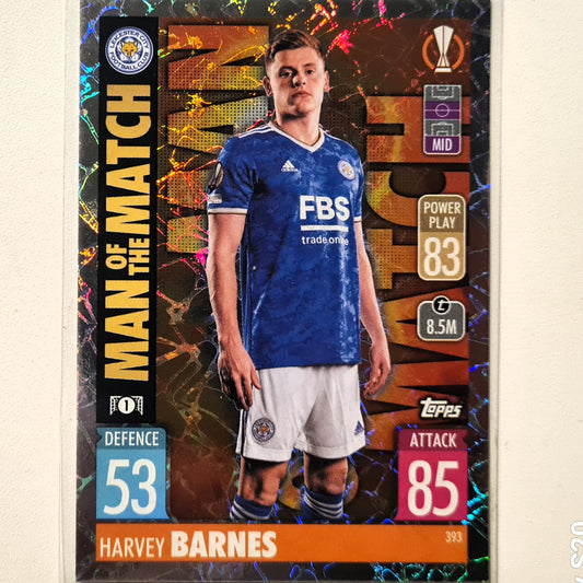 Harvey Barnes 2021-22 Topps Match Attax Man of the match #393 Soccer Football Leicester City Excellent Sleeved