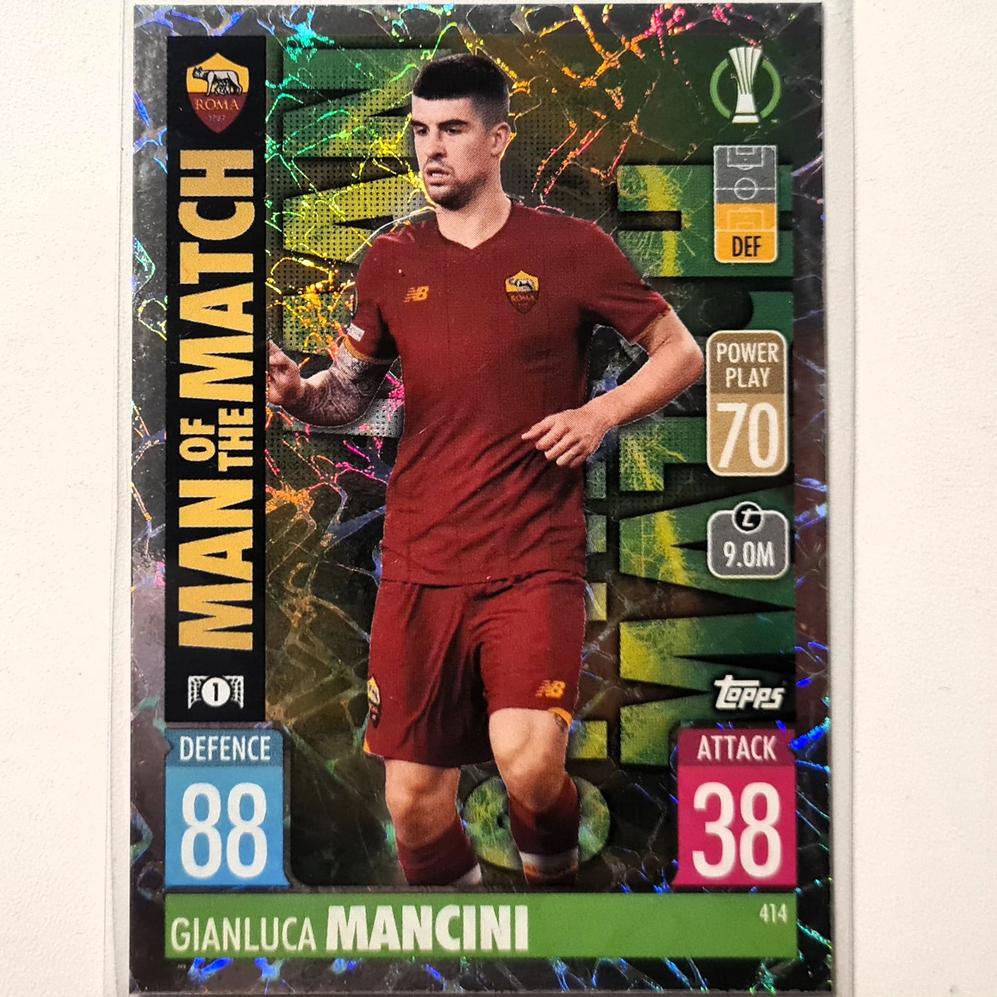 Gianluca Mancini 2021-22 Topps Match Attax Man of the match #414 Soccer Football AS Roma Excellent Sleeved