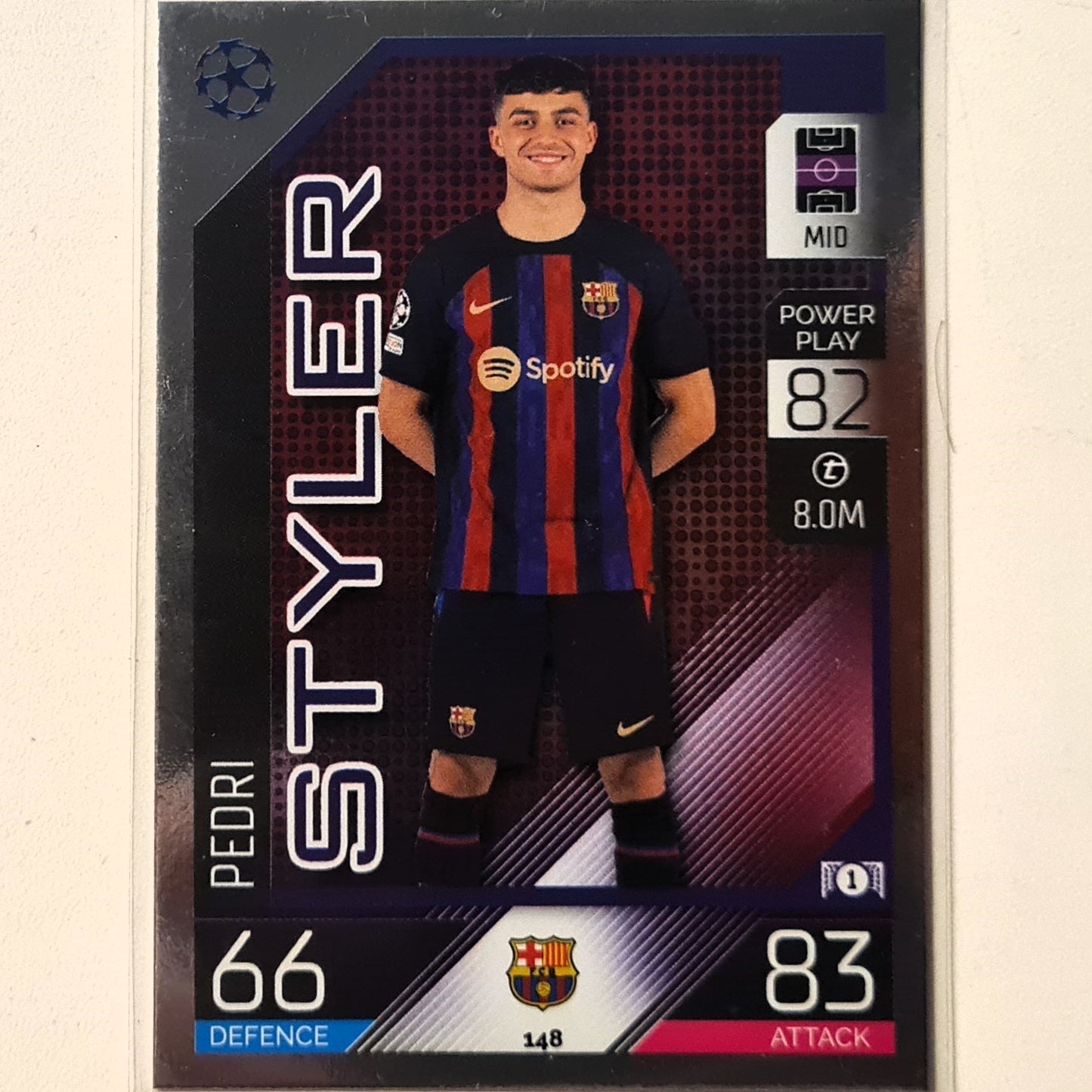 Pedri 2022-23 Topps Match Attax Styler Holo #148 Soccer Football Barcelona Excellent Sleeved