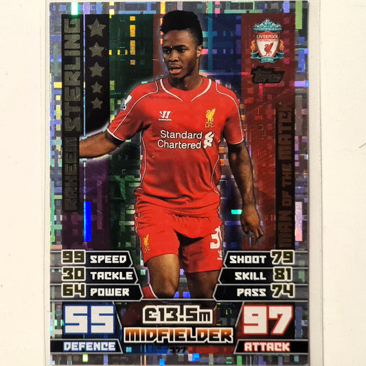 Raheem Sterling 2016-17 Topps Match Attax Man of the Match Holo #377 Soccer Football good Sleeved