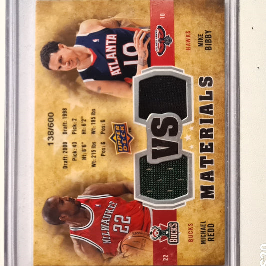 Michael Redd Mike Bibby 2009-10 Upper Deck vs Materials dual relic patch 136/600 VS-BR NBA Basketball Atlanta Hawks Excellent Sleeved