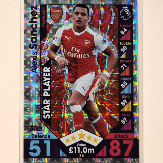 Alexis Sanchez 2016-17 Topps Match Attax Star Player Holo #35 Soccer Football Arsenal Very good Sleeved