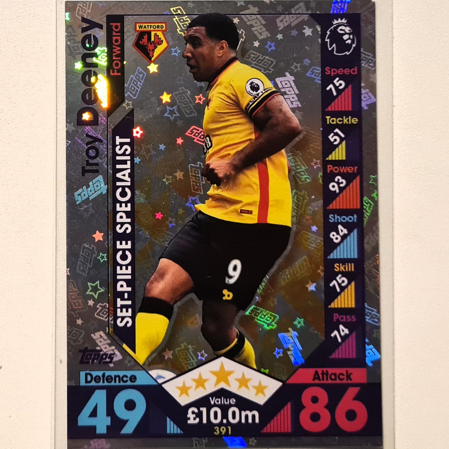 Troy Deeney 2016-17 Topps Match Attax Man of the match Holo #391 Soccer Football Watford Very good Sleeved