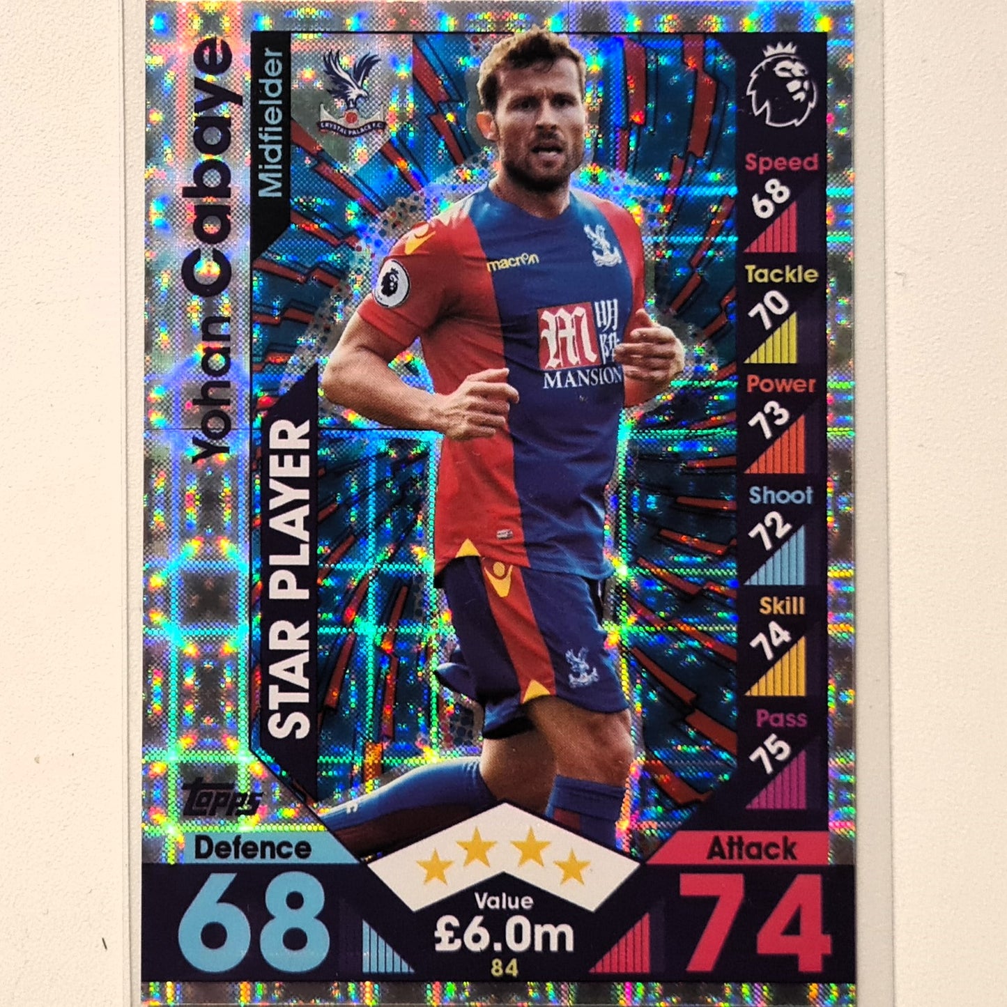 Yohan Cabaye 2016-17 Topps Match Attax Star player Holo #84 NBA Basketball Crystal Palace Excellent Sleeved