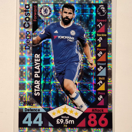 Diego Costa 2016-17 Topps match attax Star Player #70 football Chelsea very good sleeved