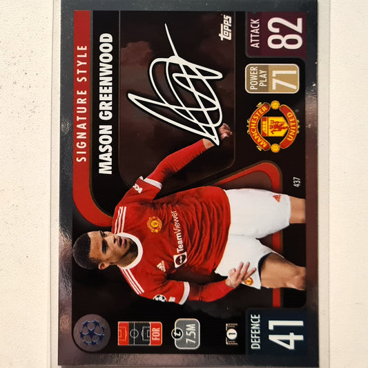 Mason Greenwood 2021-22 Topps match attax signature style #437 Soccer football Manchester United Excellent/mint sleeved