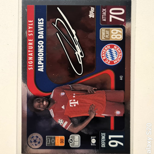 Alphonso Davis 2021-22 Topps match attax signature style #443 Soccer football Bayern Munich Excellent/mint sleeved