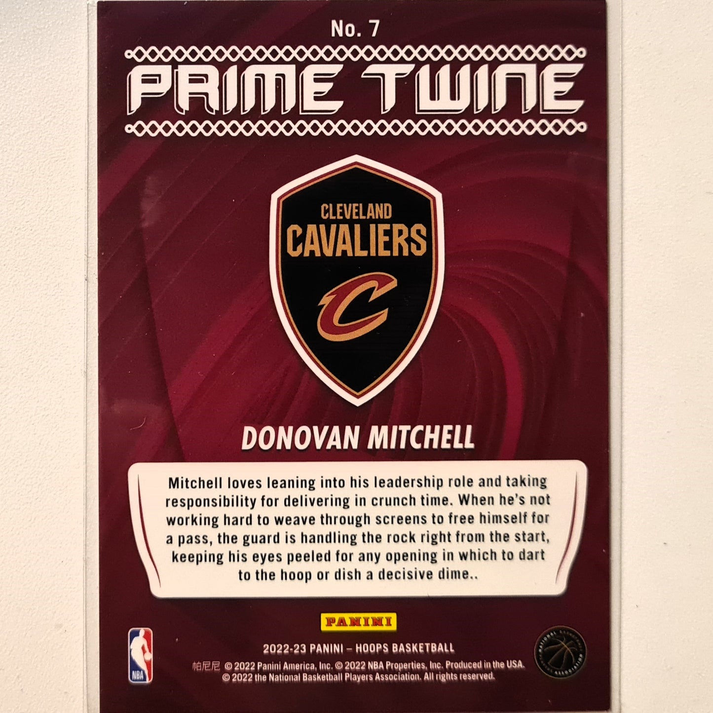 Donovan Mitchell 2022-23 Panini NBA Hoops Prime Twine insert #7 NBA Basketball Cleveland Cavaliers excellent/mint Sleeved