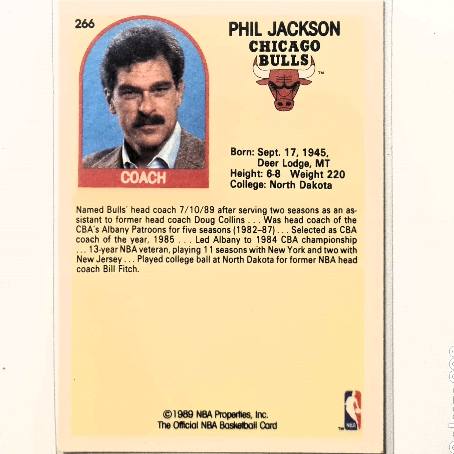 Phil Jackson 1989 NBA Hoops #266 NBA Basketball Chicago Bulls Excellent/mint sleeved