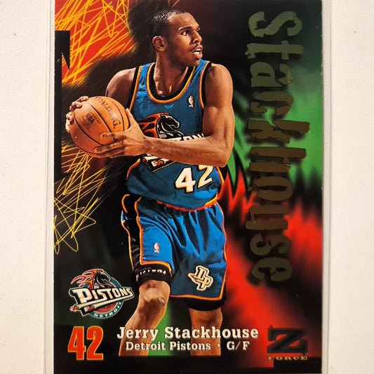 Jerry Stackhouse 1998 Skybox Z-Force #168 NBA Basketball Detroit Pistons Excellent Sleeved