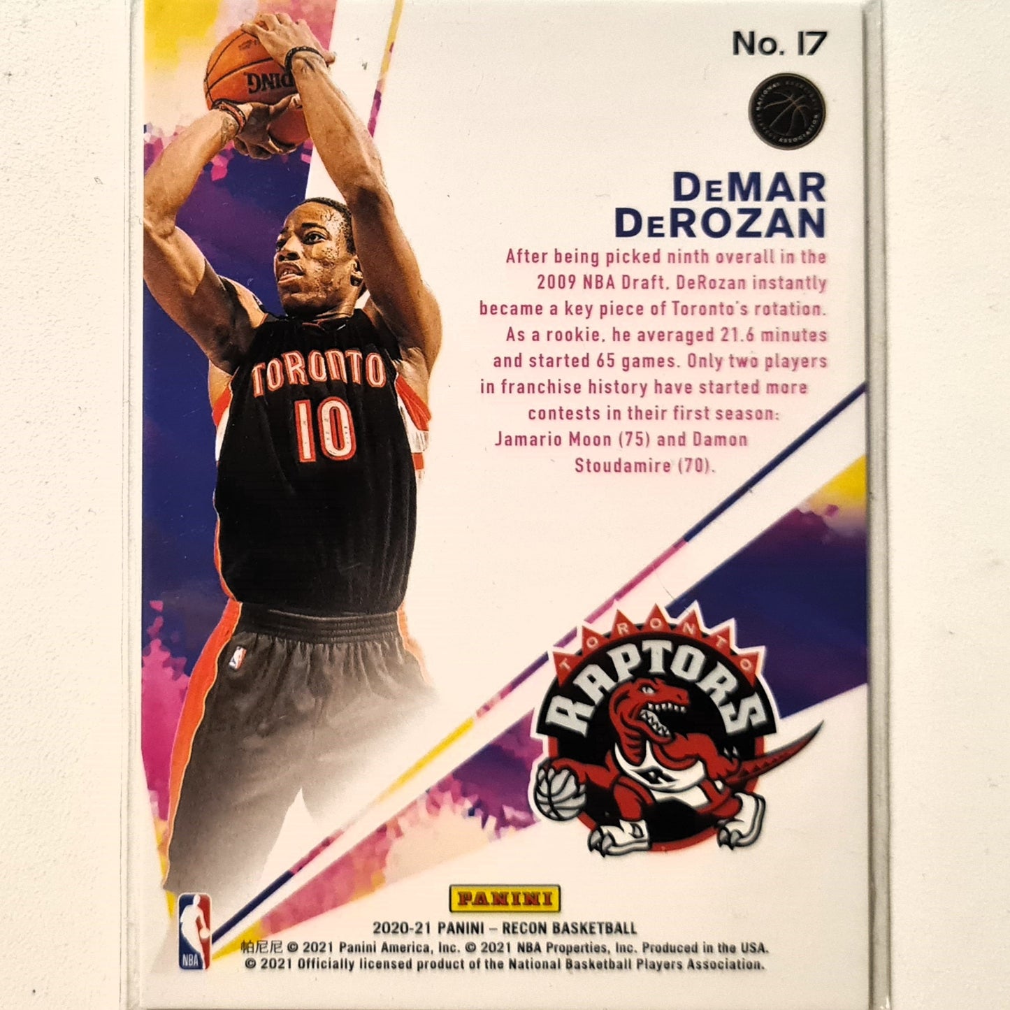 DeMar DeRozan 2020-21 Panini Recon Rookie review blue 92/99 #17 NBA Basketball Toronto Raptors very good Sleeved