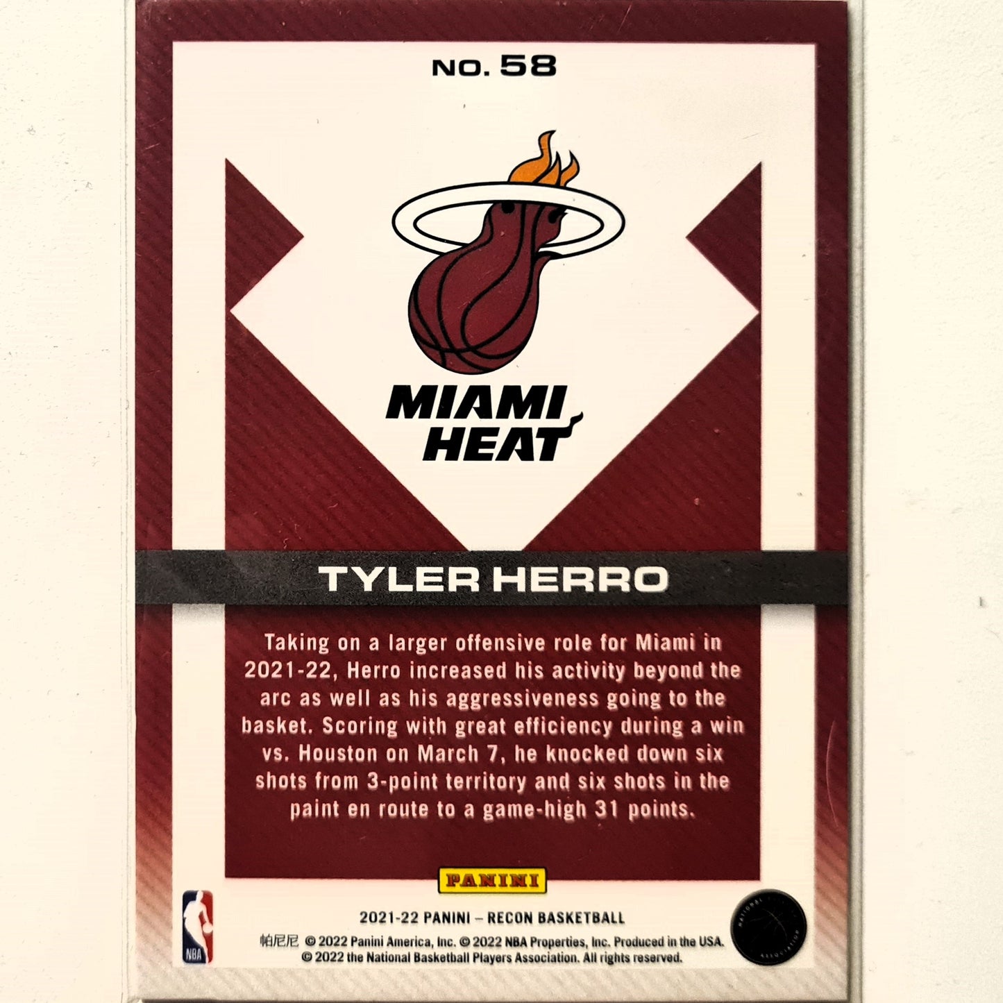 Tyler Herro 2021-22 Panini Recon #58 NBA Basketball Miami Heat excellent Sleeved