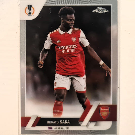 Bukayo Saka 2023 Topps Chrome Champions League #25 Soccer football Arsenal Mint sleeve d