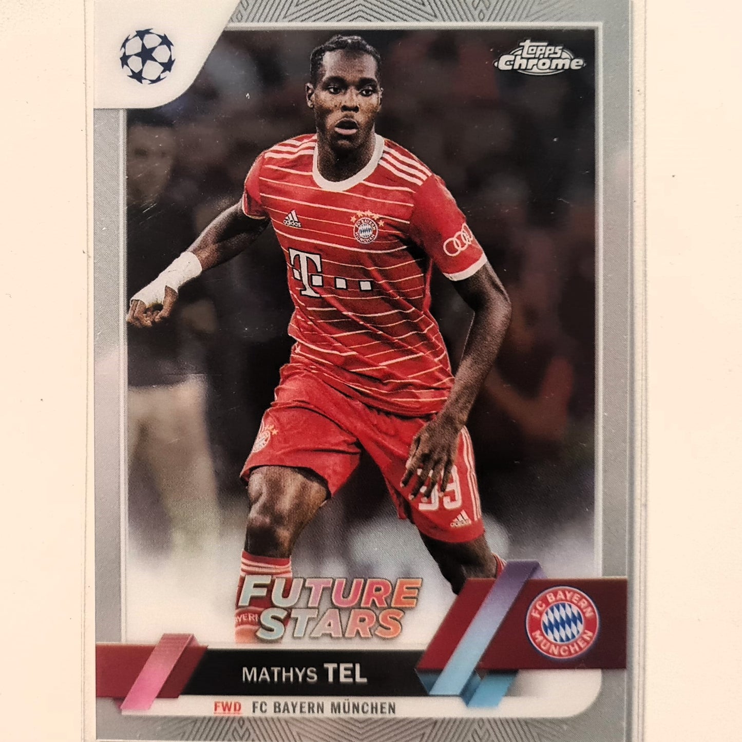 Mathys Tel 2023 Topps Chrome Champions League future stars #197 Soccer football Bayern Munich Mint sleeved