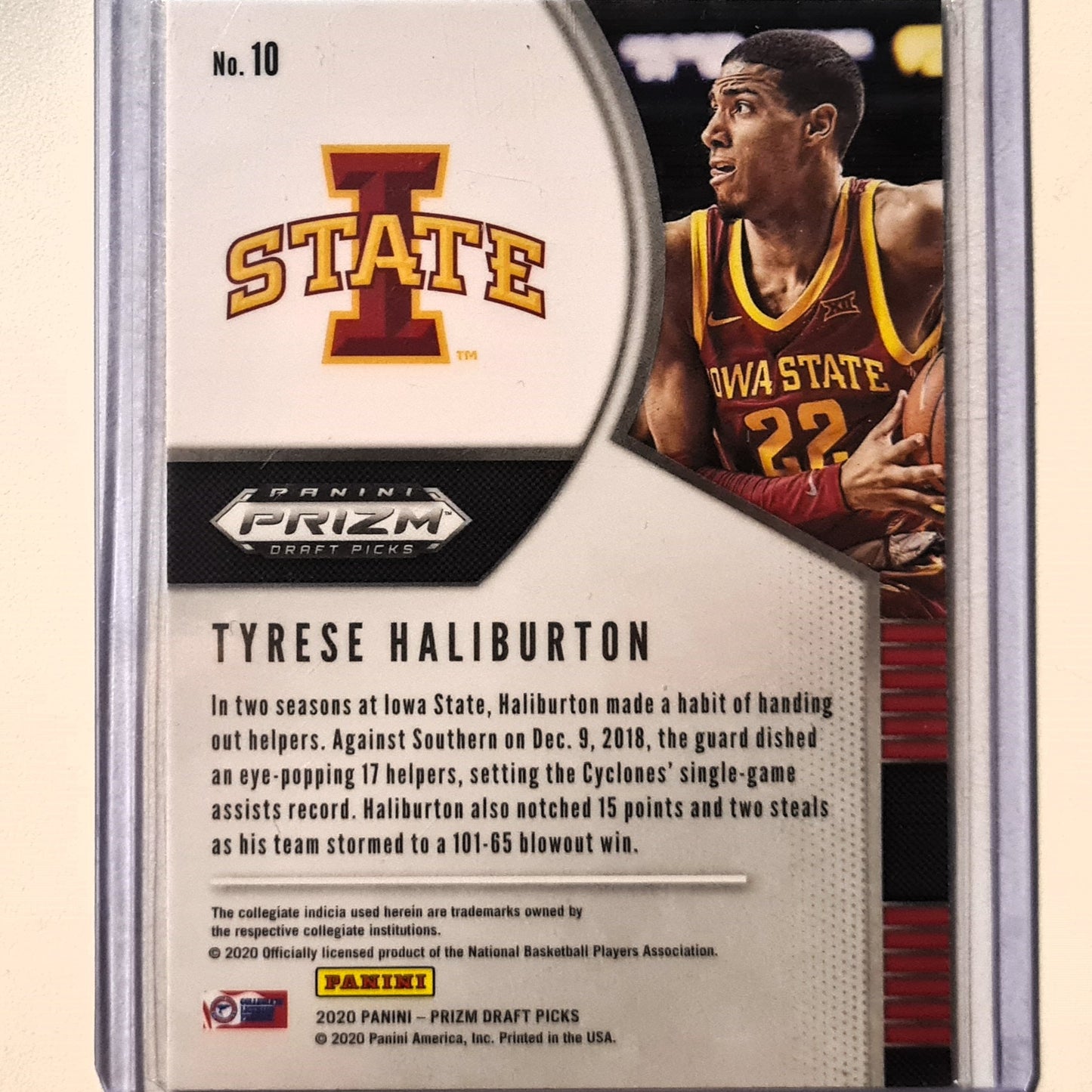 Tyrese Haliburton 2020-21 Panini Prizm Draft Picks Rookie RC #10 NBA Basketball Sacramento Kings Iowa State Excellent Sleeved