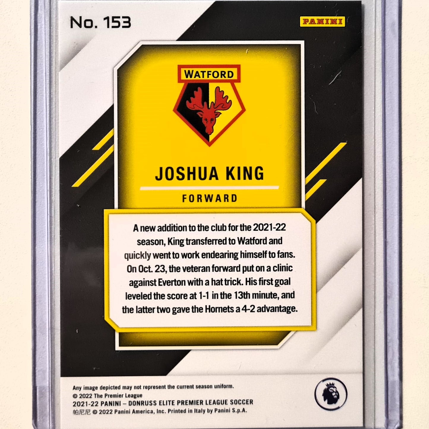 Joshua King 2021-22 Panini Donruss Elite Aspirations 22/92 #187 Soccer Football Watford Excellent/mint Sleeved