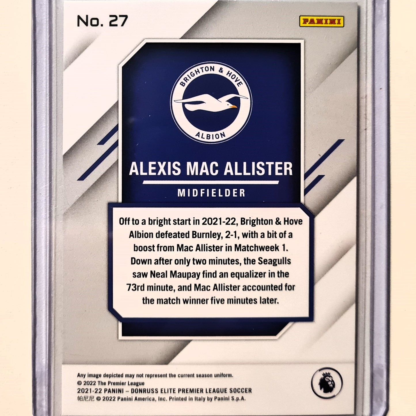 Alexis Mac Allister 2021-22 Panini Donruss Elite refractor numbered 4/5 #27 Soccer Football Brighton Excellent/mint Sleeved