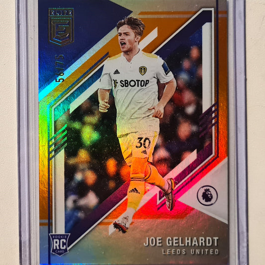 Joe Gelhardt 2021-22 Panini Donruss Elite Rookie RC refractor numbered 56/75 #186 Soccer Football Leeds Excellent/mint Sleeved