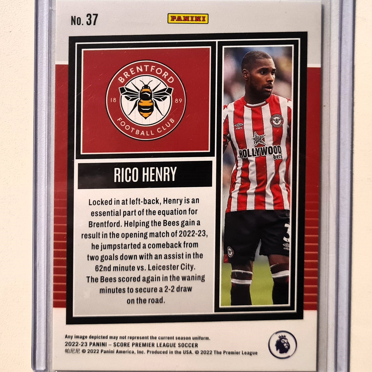 Rico Henry 2022-23 Panini Score premier league Swirl Holo Numbered 11/25 #37 Soccer Football Brentford Excellent/mint Sleeved
