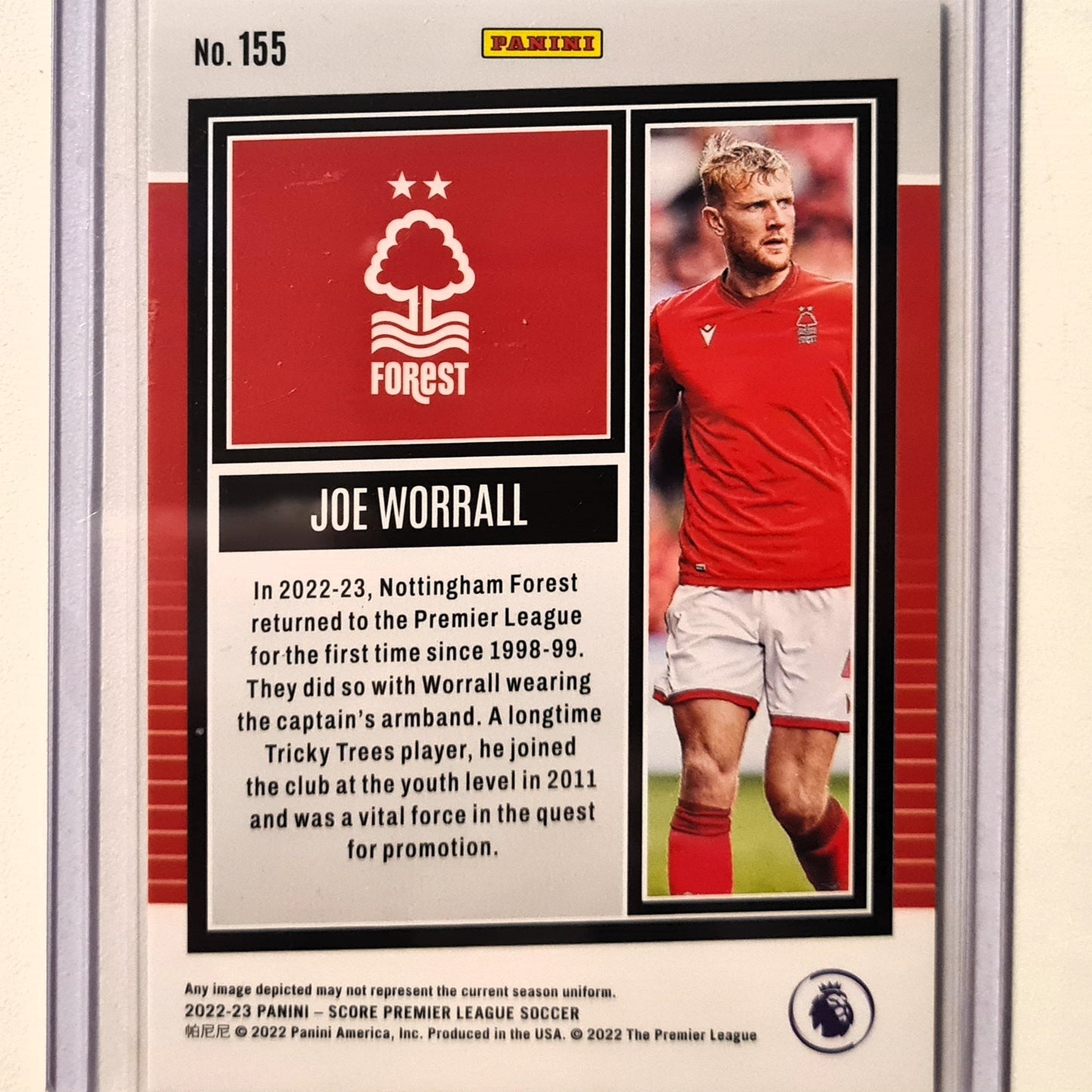 Joe Worrall 2022-23 Panini Score premier league Swirl Holo Numbered Rookie RC 19/25 #155 Soccer Football Nottingham Forest Excellent/mint Sleeved