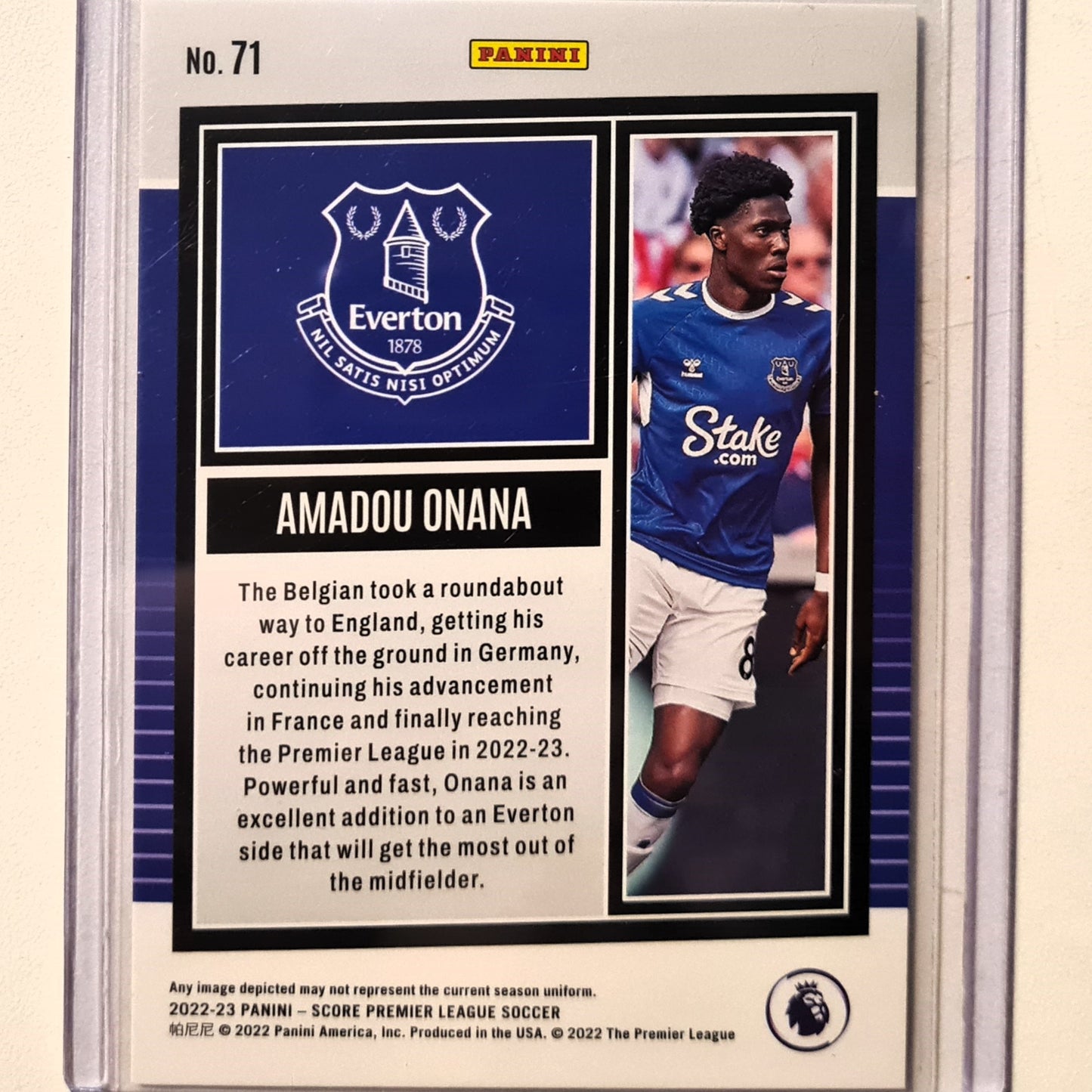 Amadou Onana 2022-23 Panini Score premier league Swirl Holo Numbered Rookie RC 13/25 #155 Soccer Football Everton Excellent/mint Sleeved