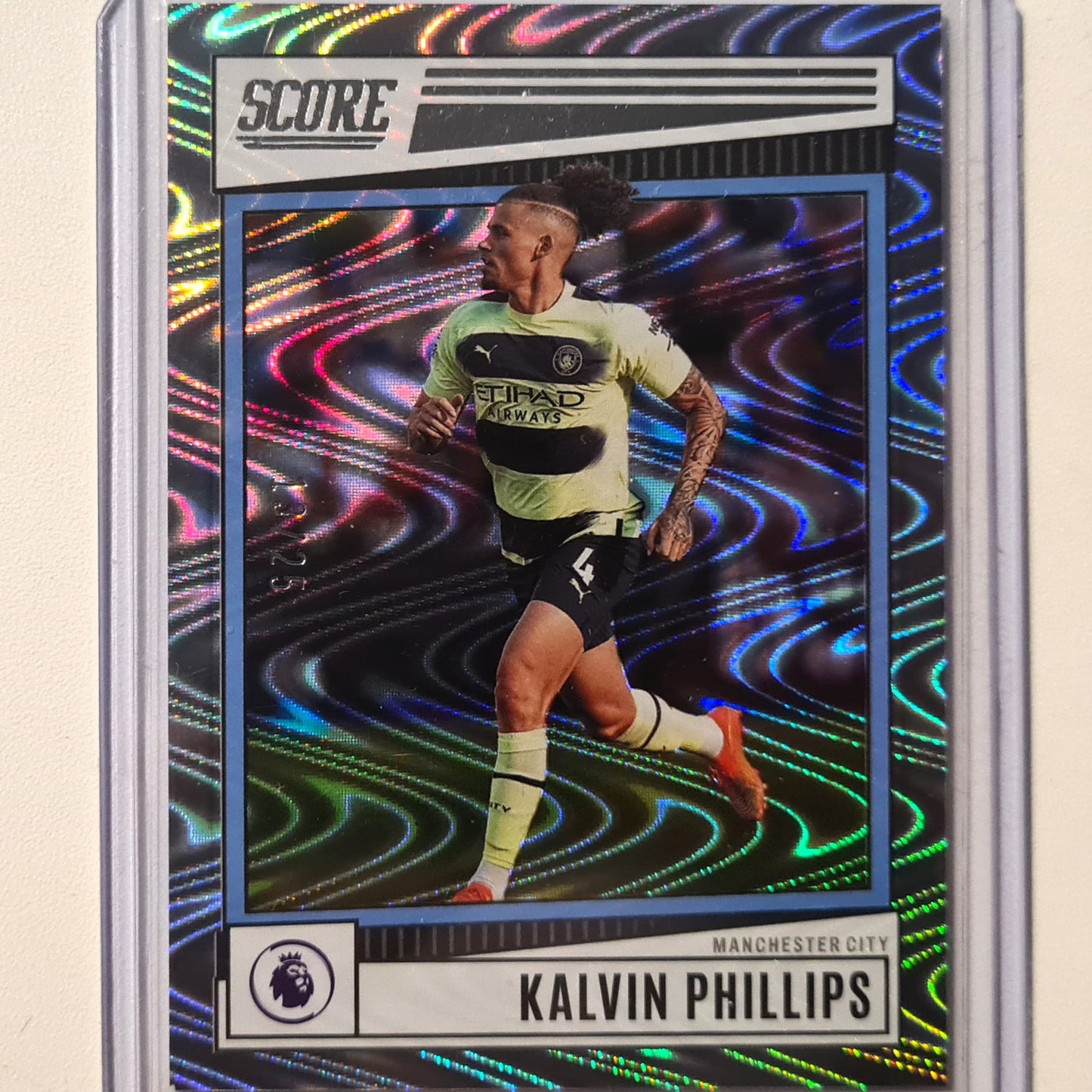 Kalvin Phillips 2022-23 Panini Score premier league Swirl Holo Numbered 13/25 #125 Soccer Football Manchester City Excellent/mint Sleeved