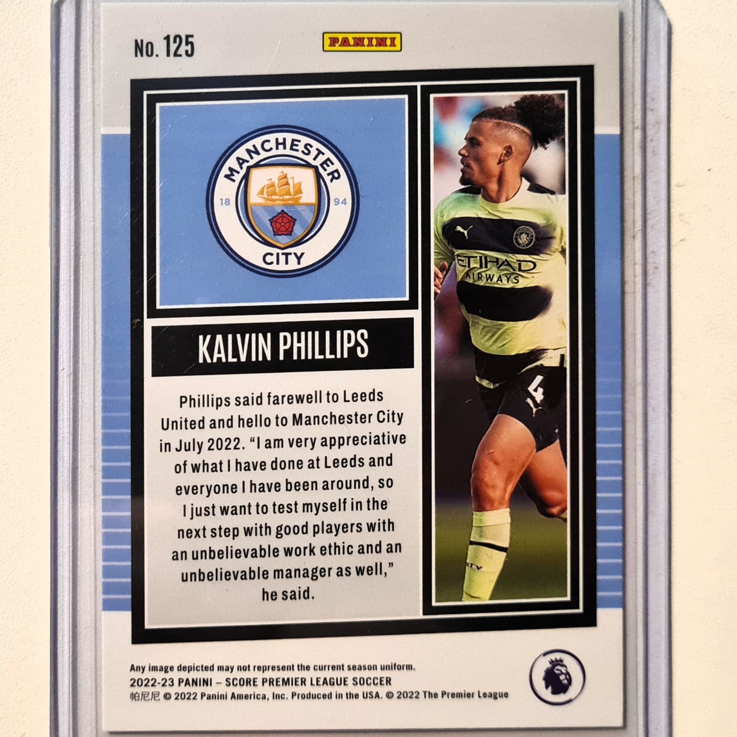 Kalvin Phillips 2022-23 Panini Score premier league Swirl Holo Numbered 13/25 #125 Soccer Football Manchester City Excellent/mint Sleeved