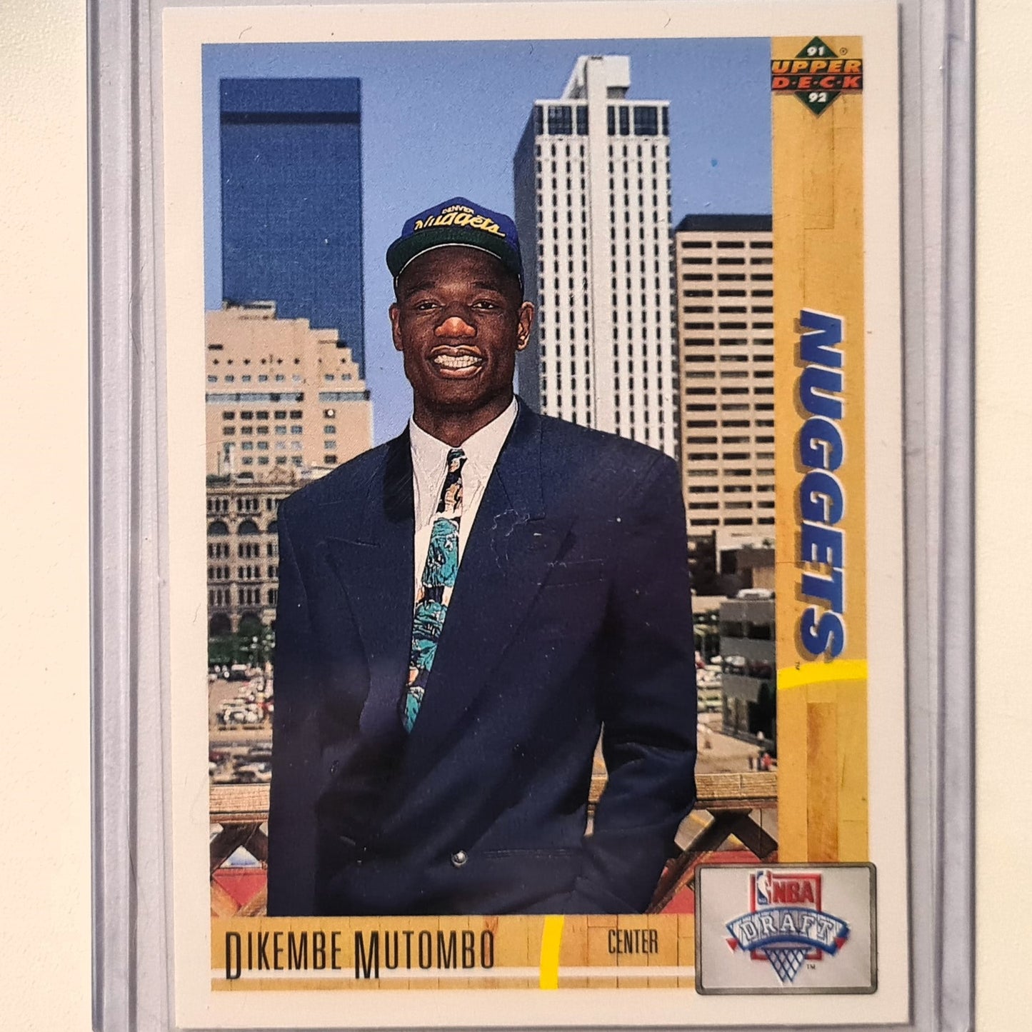 Dikembe Mutombo 1991 Upper-Deck NBA Draft pick 4th Rookie RC #3 NBA Basketball Denver Nuggets Excellent sleeved