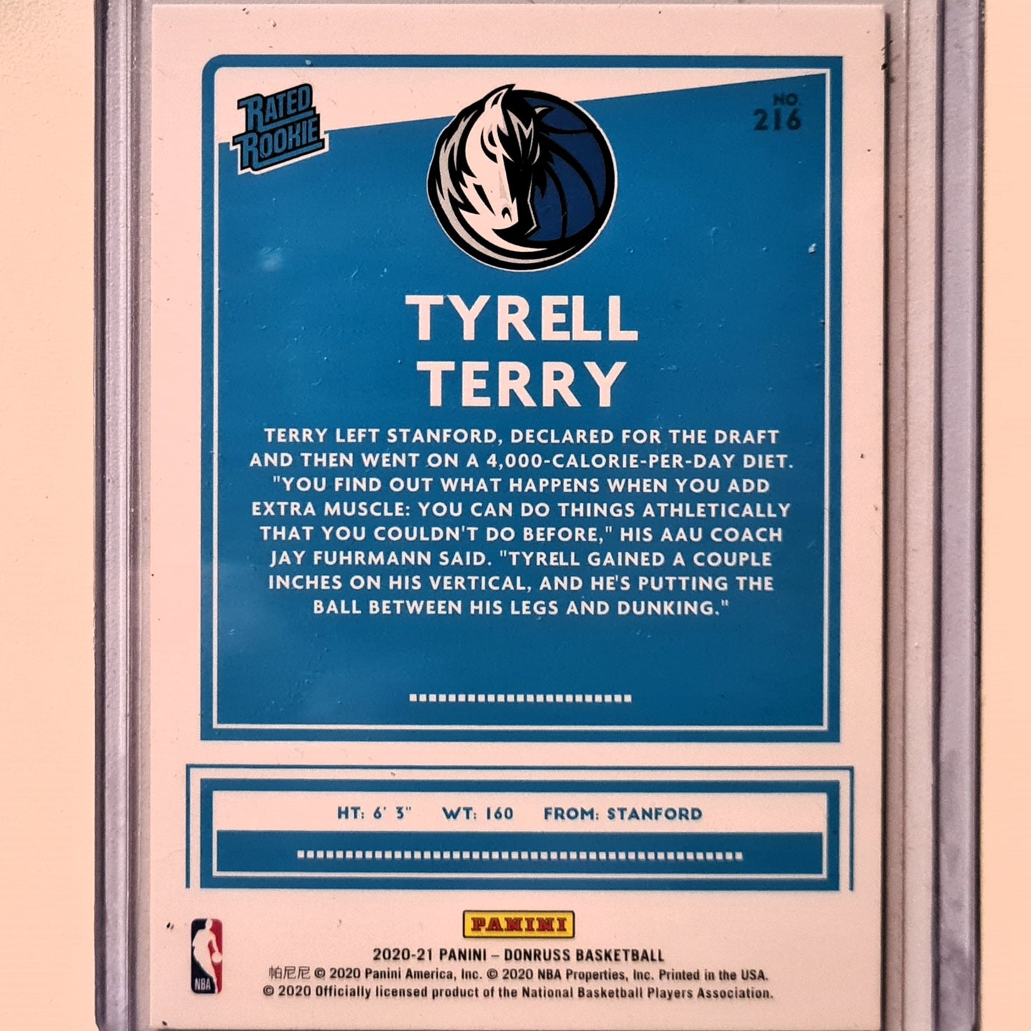 Tyrell Terry 2020-21 Panini Donruss Rated Rookie RC Infinite #216 NBA Basketball Dallas Mavericks Excellent sleeved