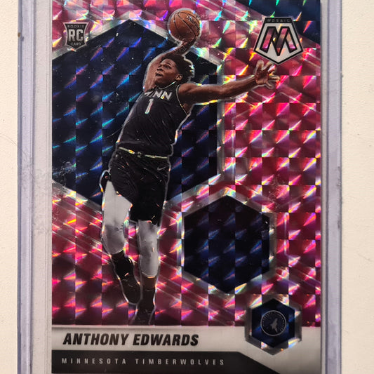 Anthony Edwards 2020-21 Panini Mosaic pink prizm Rookie RC #201 NBA Basketball Minnesota Timberwolves excellent/Mint Sleeved