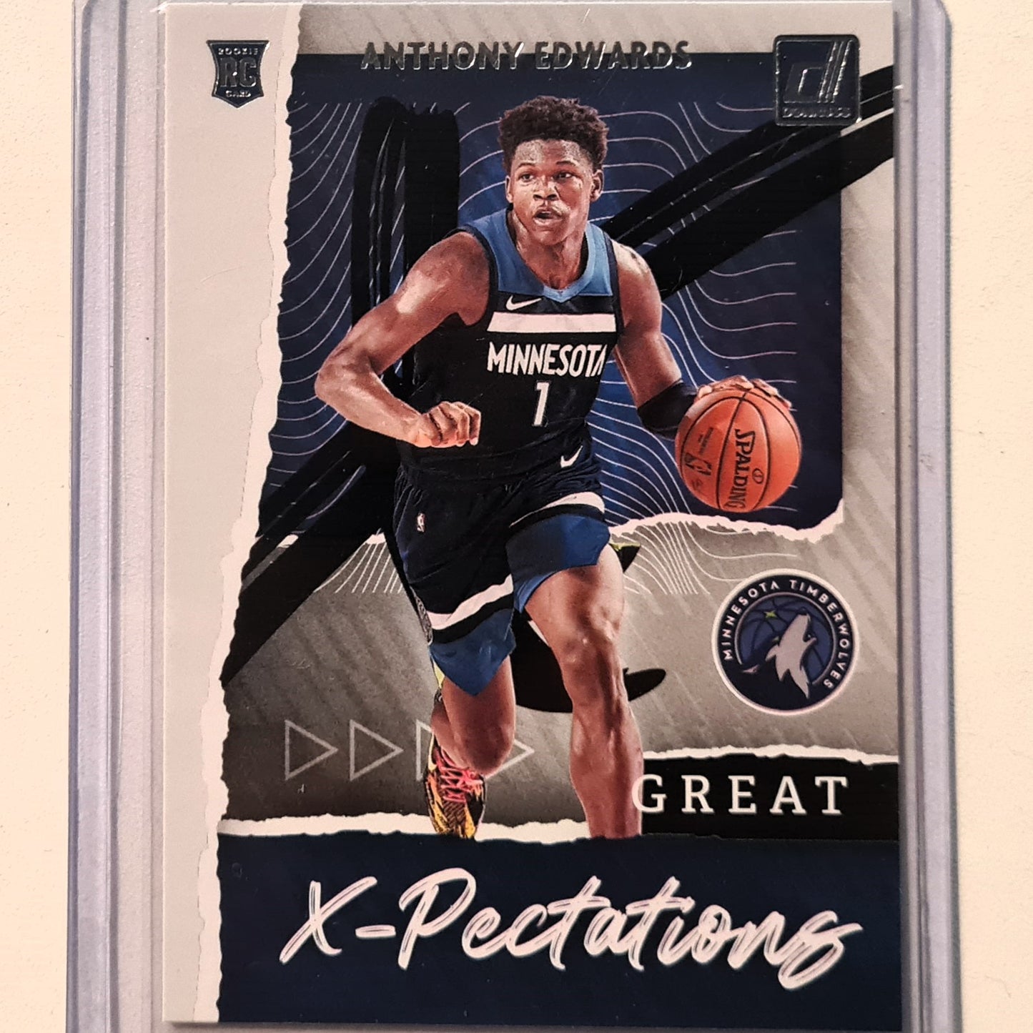 Anthony Edwards 2020-21 Panini Donruss X-Pectations Rookie RC #1 NBA Basketball Minnesota Timberwolves excellent Sleeved