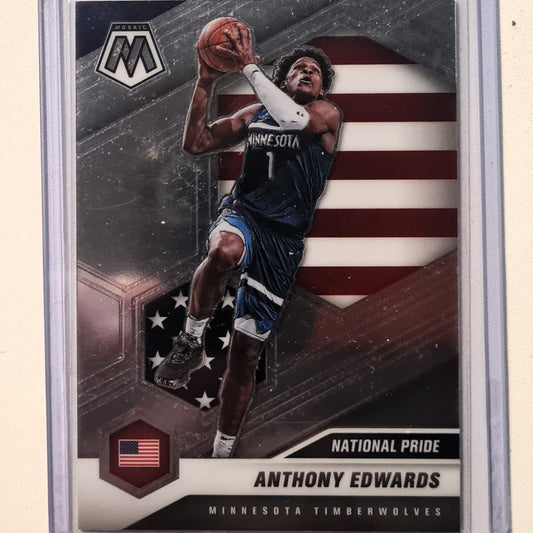 Anthony Edwards 2020-21 Panini Mosaic National Pride Rookie RC #252 NBA Basketball Minnesota Timberwolves excellent Sleeved