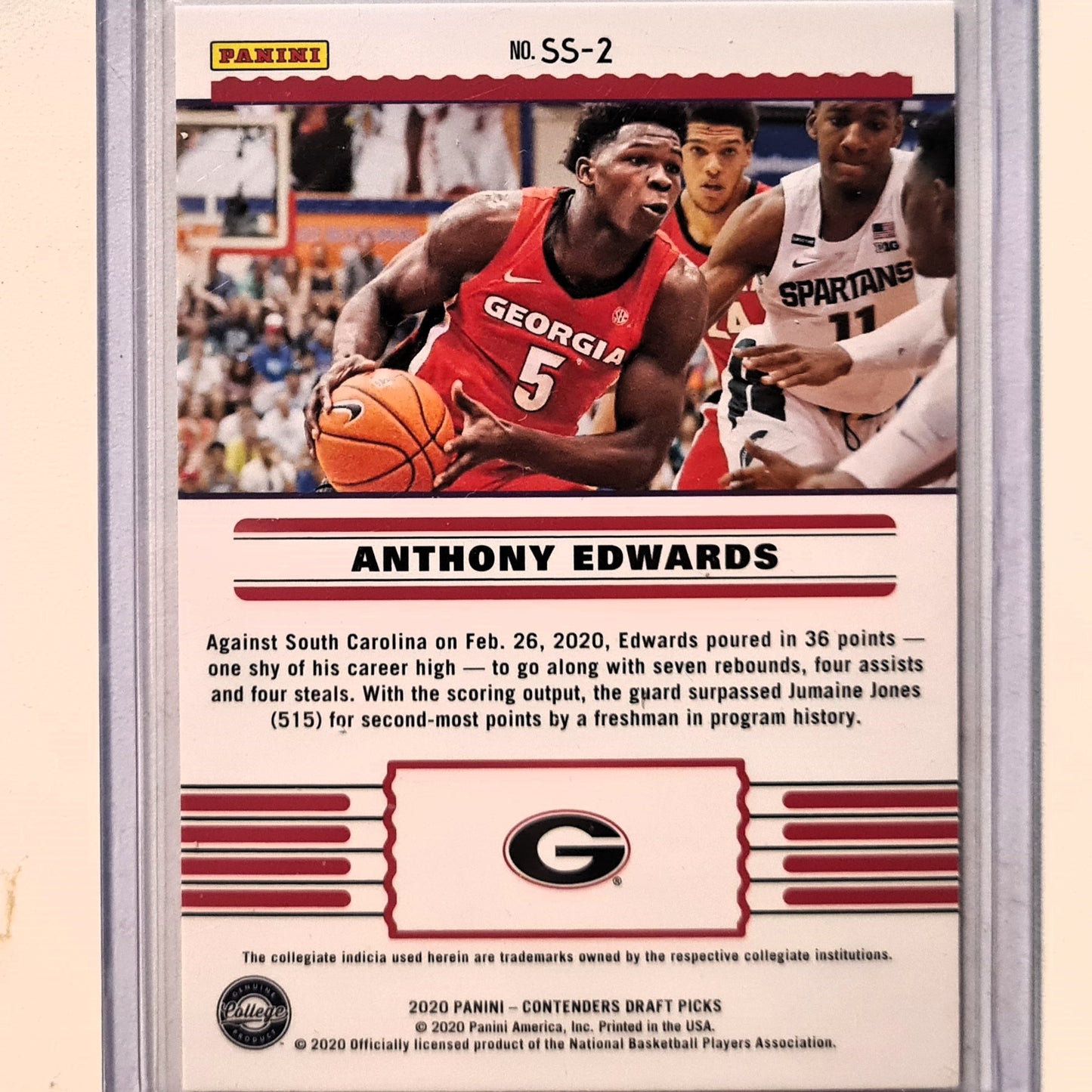 Anthony Edwards 2020-21 Panini contenders DRAFT PICKS Rookie RC SS-2 NBA Basketball Minnesota Timberwolves/Georgia excellent Sleeved