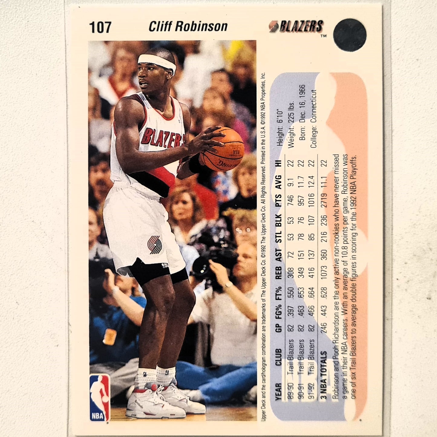 Cliff Robinson 1991 Upper-Deck #107 NBA Basketball Portland Trail Blazers Excellent sleeved