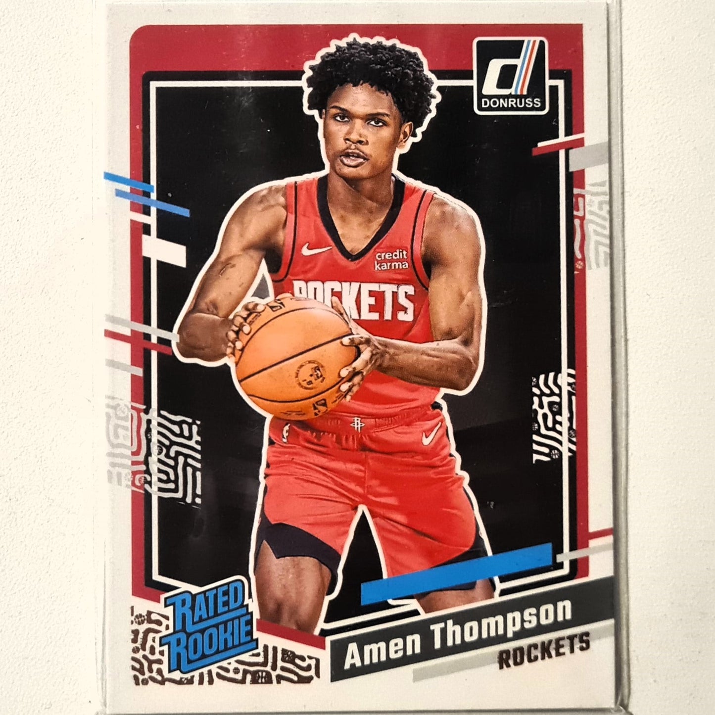 Amen Thompson 2023-24 Panini Donruss Rated Rookie RC #206 NBA Basketball Houston Rockets Excellent sleeved