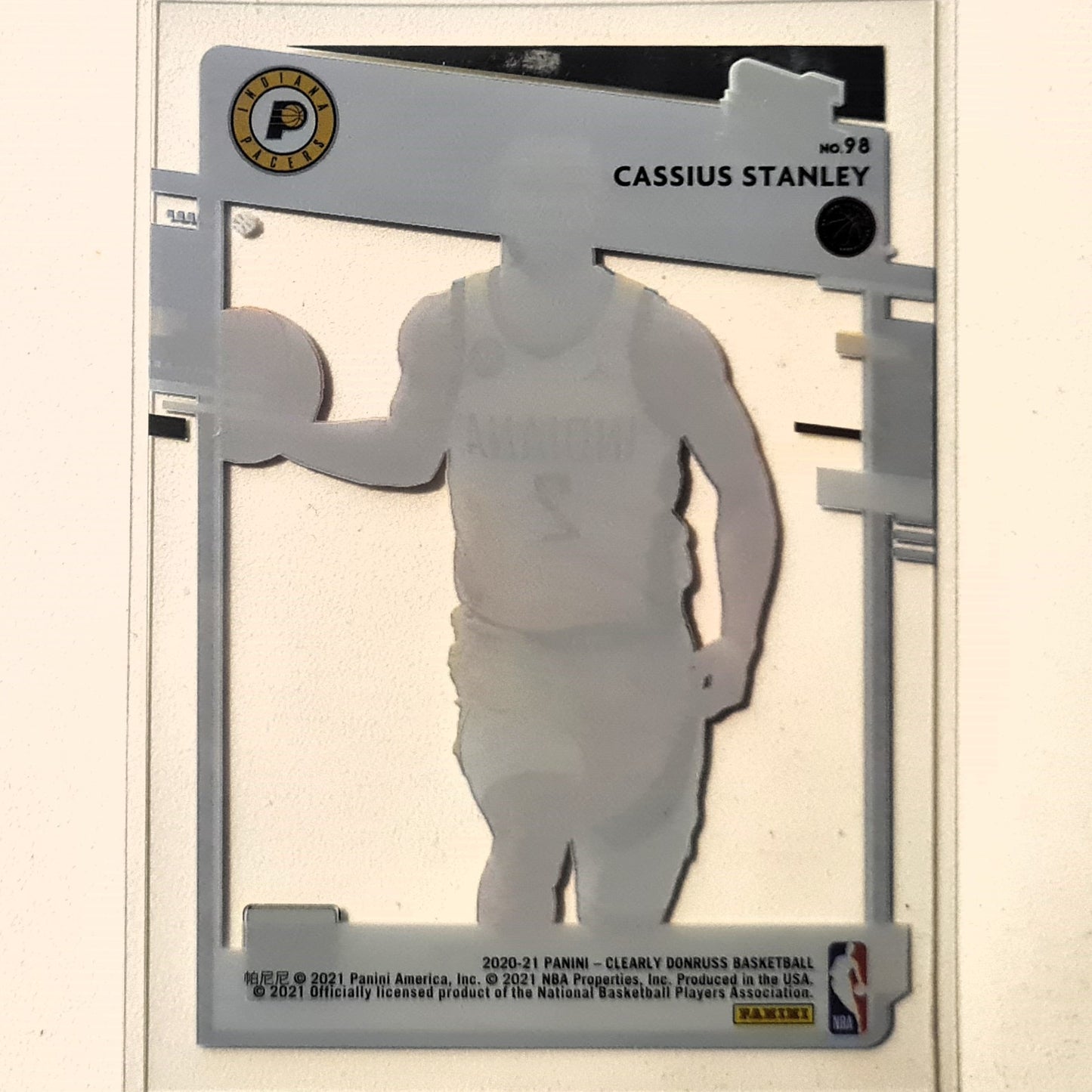 Cassius Stanley 2020-21 Panini Clearly Donruss Acetate Gold Rated Rookie RC #98 NBA Basketball Indiana Pacers Excellent sleeved