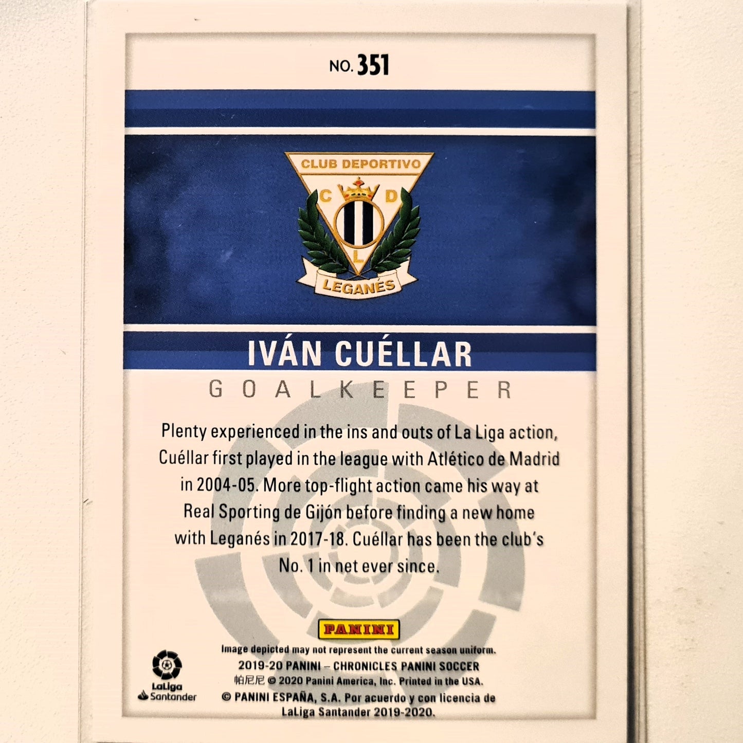 Ivan Cuellar 2019-20 Panini Chronicles la Liga Rookie RC #351 Soccer Football CD Leganes Excellent sleeved