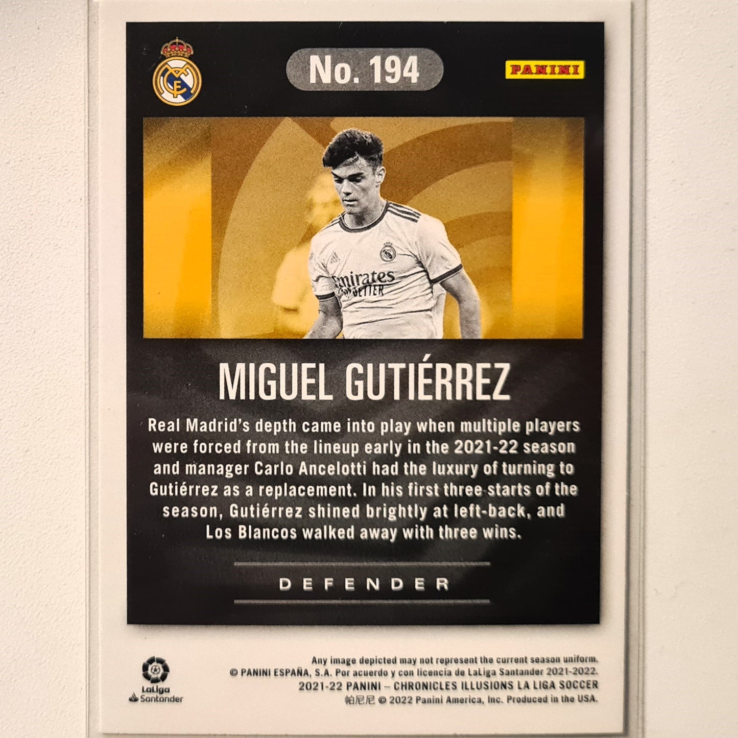 Miguel Gutierrez 2021-22 Panini Illusions La Liga Rookie RC #194 Soccer Football Real Madrid Excellent sleeved