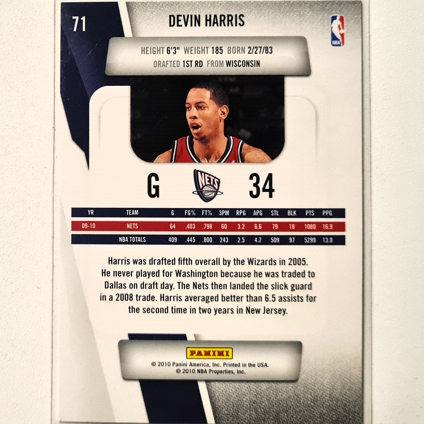 Devin Harris 2010-11 Panini Prestige #71 NBA Basketball New Jersey Nets Excellent sleeved