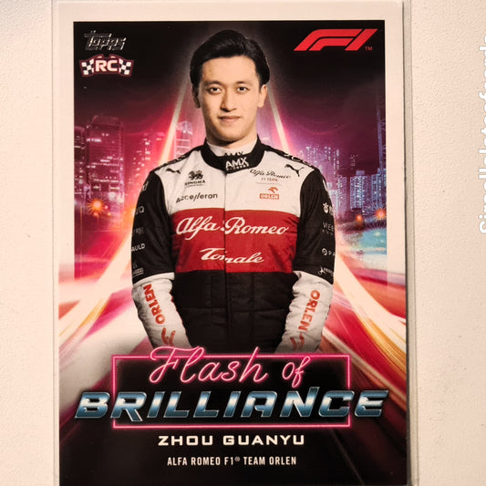 Zhou Guanyu 2022 Topps F1 Flash of brilliance insert Rookie RC FOB-GZ F1 Formula one Alfa Romeo F1 good/very good sleeved