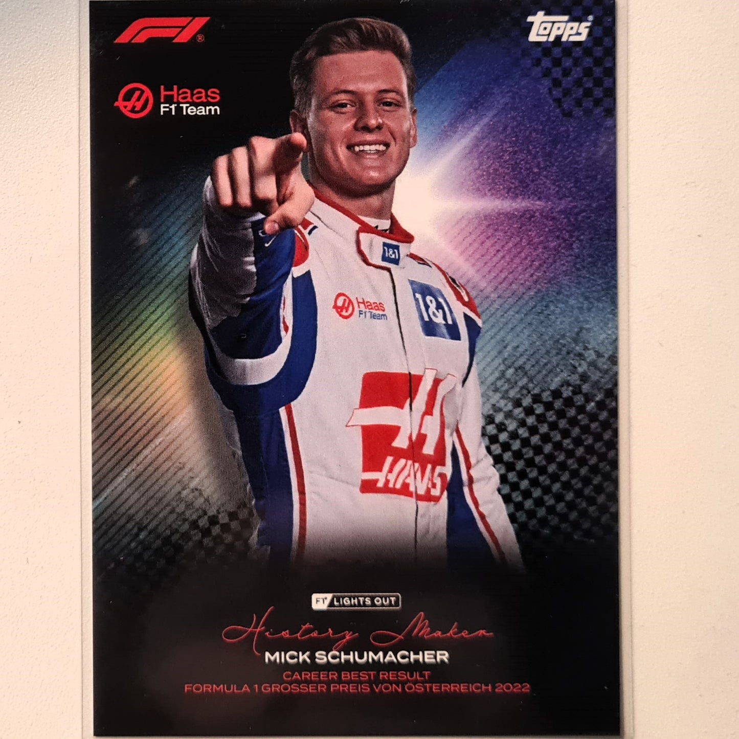 Mick Schumacher 2023 Topps F1 lights out History Maker F1 Formula one Haas Excellent/mint sleeved
